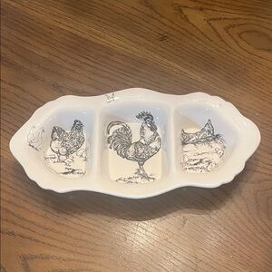 Sadek Barnyard Toile 3-part divided oval server platter